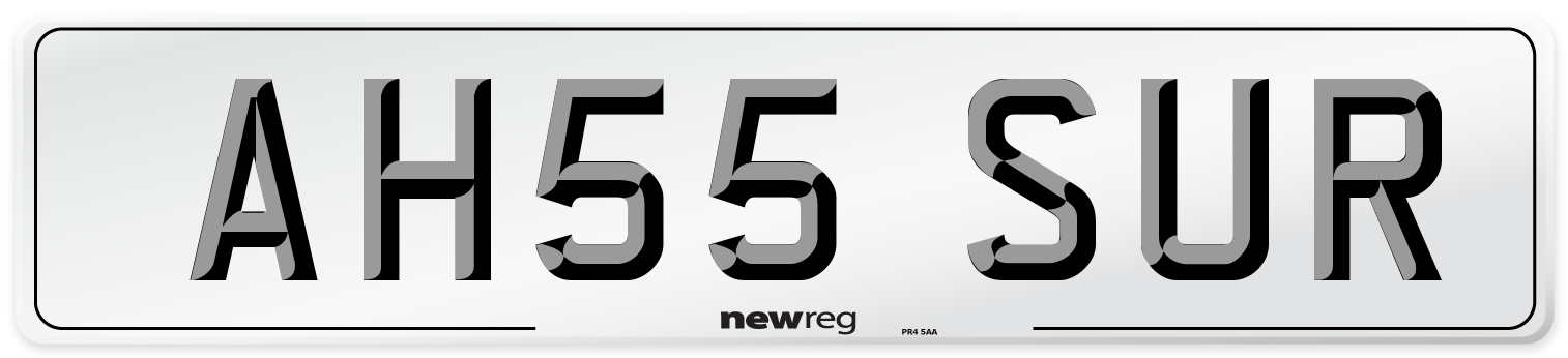 AH55 SUR Number Plate from New Reg